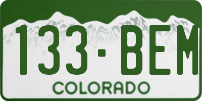 CO license plate 133BEM
