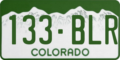 CO license plate 133BLR