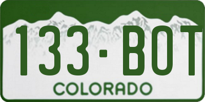 CO license plate 133BOT