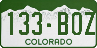 CO license plate 133BOZ