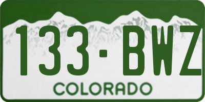 CO license plate 133BWZ