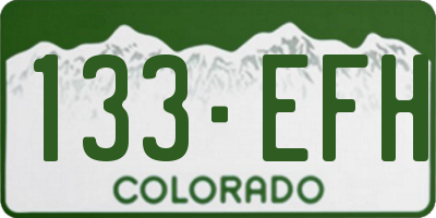 CO license plate 133EFH