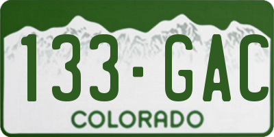 CO license plate 133GAC