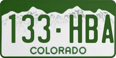 CO license plate 133HBA