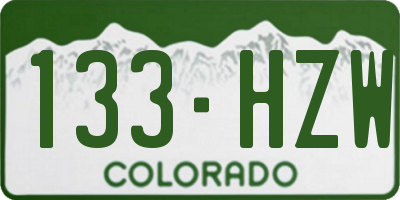 CO license plate 133HZW