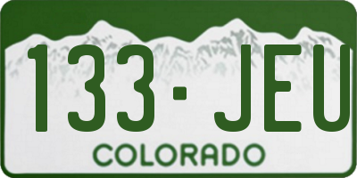 CO license plate 133JEU