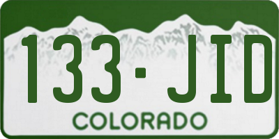 CO license plate 133JID
