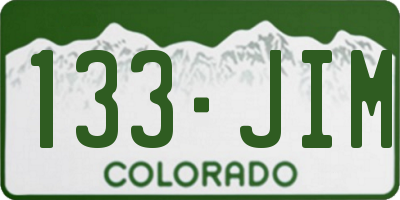 CO license plate 133JIM