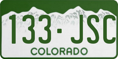 CO license plate 133JSC