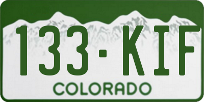 CO license plate 133KIF
