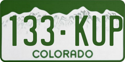 CO license plate 133KUP