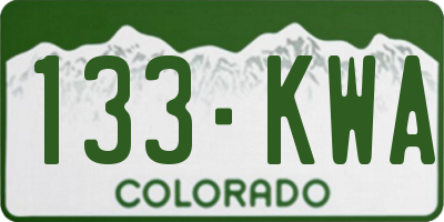 CO license plate 133KWA