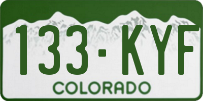 CO license plate 133KYF