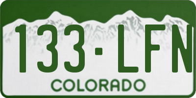 CO license plate 133LFN