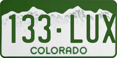 CO license plate 133LUX