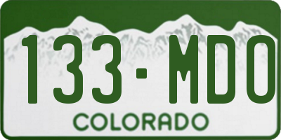 CO license plate 133MDO