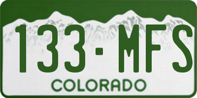 CO license plate 133MFS