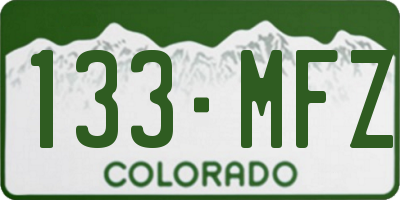 CO license plate 133MFZ