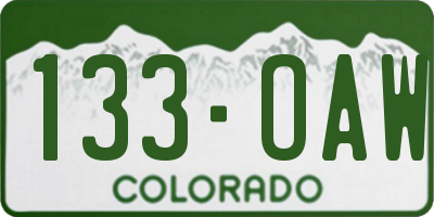 CO license plate 133OAW