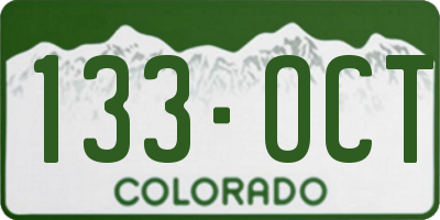 CO license plate 133OCT