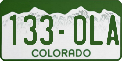 CO license plate 133OLA