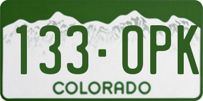 CO license plate 133OPK