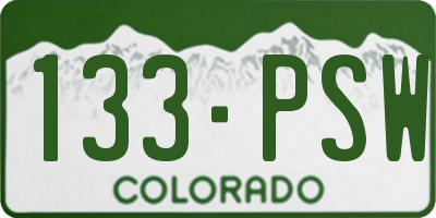 CO license plate 133PSW