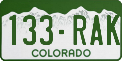 CO license plate 133RAK