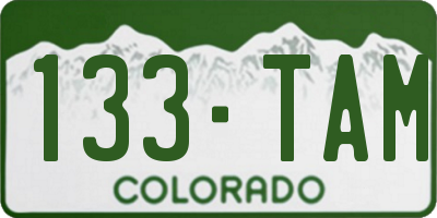 CO license plate 133TAM