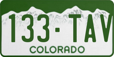 CO license plate 133TAV