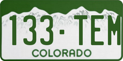 CO license plate 133TEM