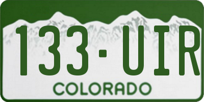 CO license plate 133UIR