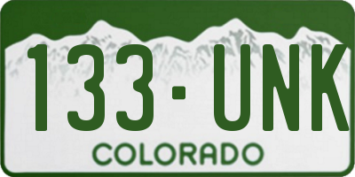 CO license plate 133UNK