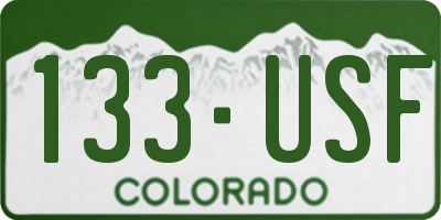 CO license plate 133USF