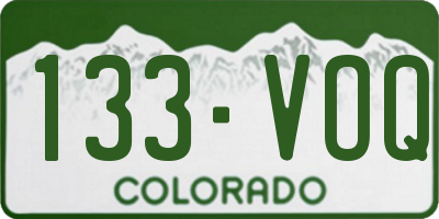 CO license plate 133VOQ