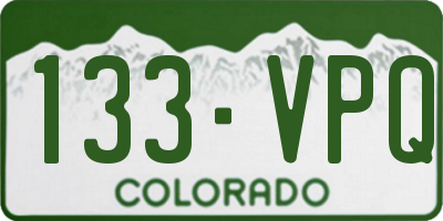 CO license plate 133VPQ
