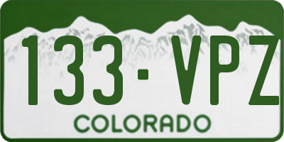 CO license plate 133VPZ