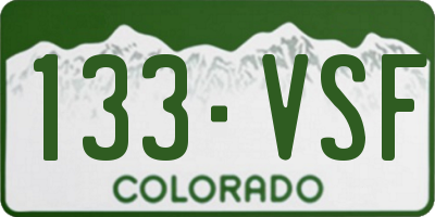 CO license plate 133VSF