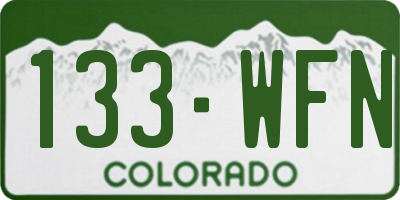 CO license plate 133WFN