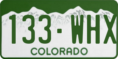CO license plate 133WHX