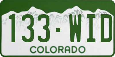 CO license plate 133WID