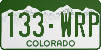 CO license plate 133WRP