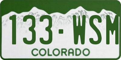 CO license plate 133WSM