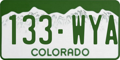 CO license plate 133WYA