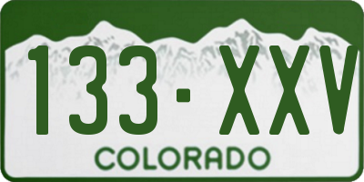 CO license plate 133XXV