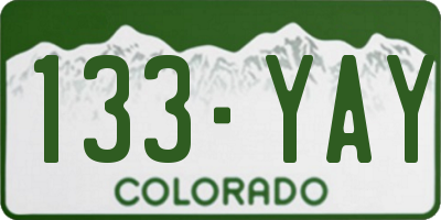 CO license plate 133YAY