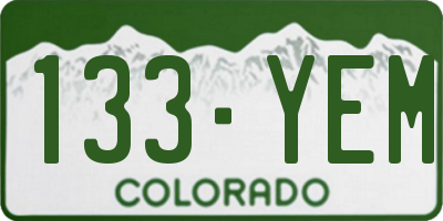 CO license plate 133YEM