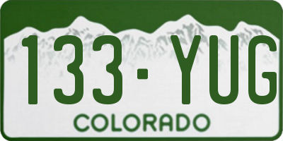 CO license plate 133YUG