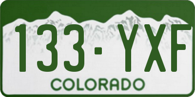 CO license plate 133YXF