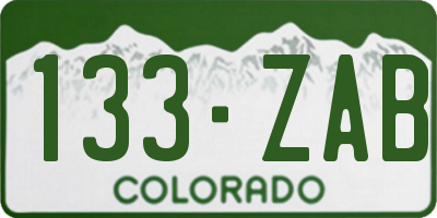 CO license plate 133ZAB